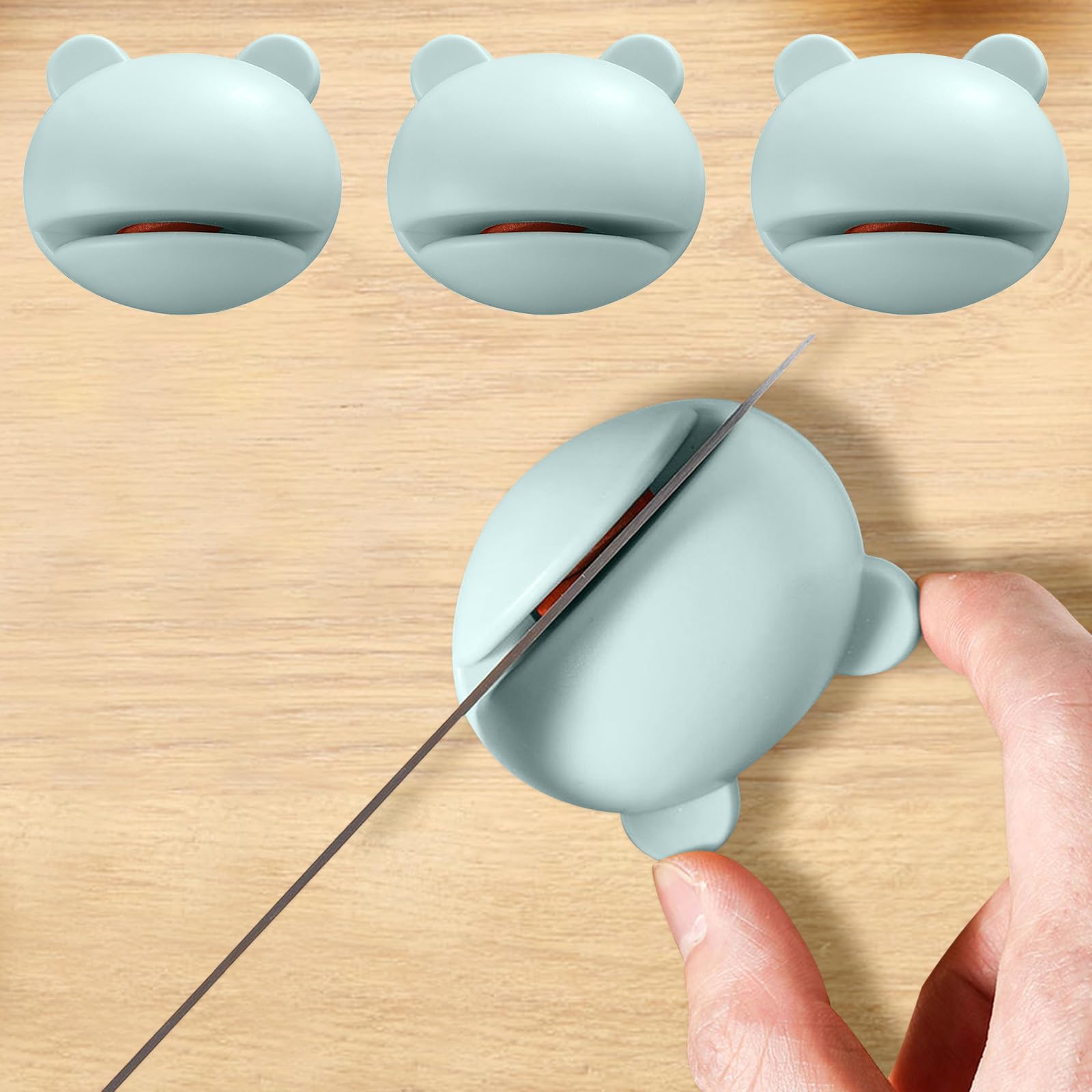 3 PCS Handheld Cartoon Frog Knife Sharpener with Suction Base Manual Kitchen Sharpening Tool Portable for Home Cooking