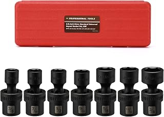 Mayouko 7PCS 3/8" Drive Shallow Universal Impact Socket Set, 6 Point, SAE, CR-MO, 3/8" - 3/4"