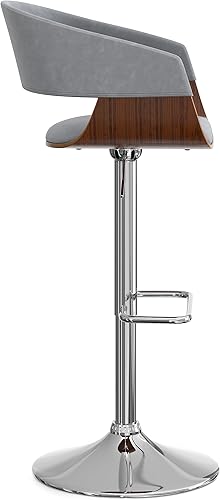 Miniatura 93 de SIMPLIHOME Lowell Taburete de bar giratorio ajustable, silla tapizada de metal de 33 pulgadas de altura del asiento en tela de aspecto de lino gris