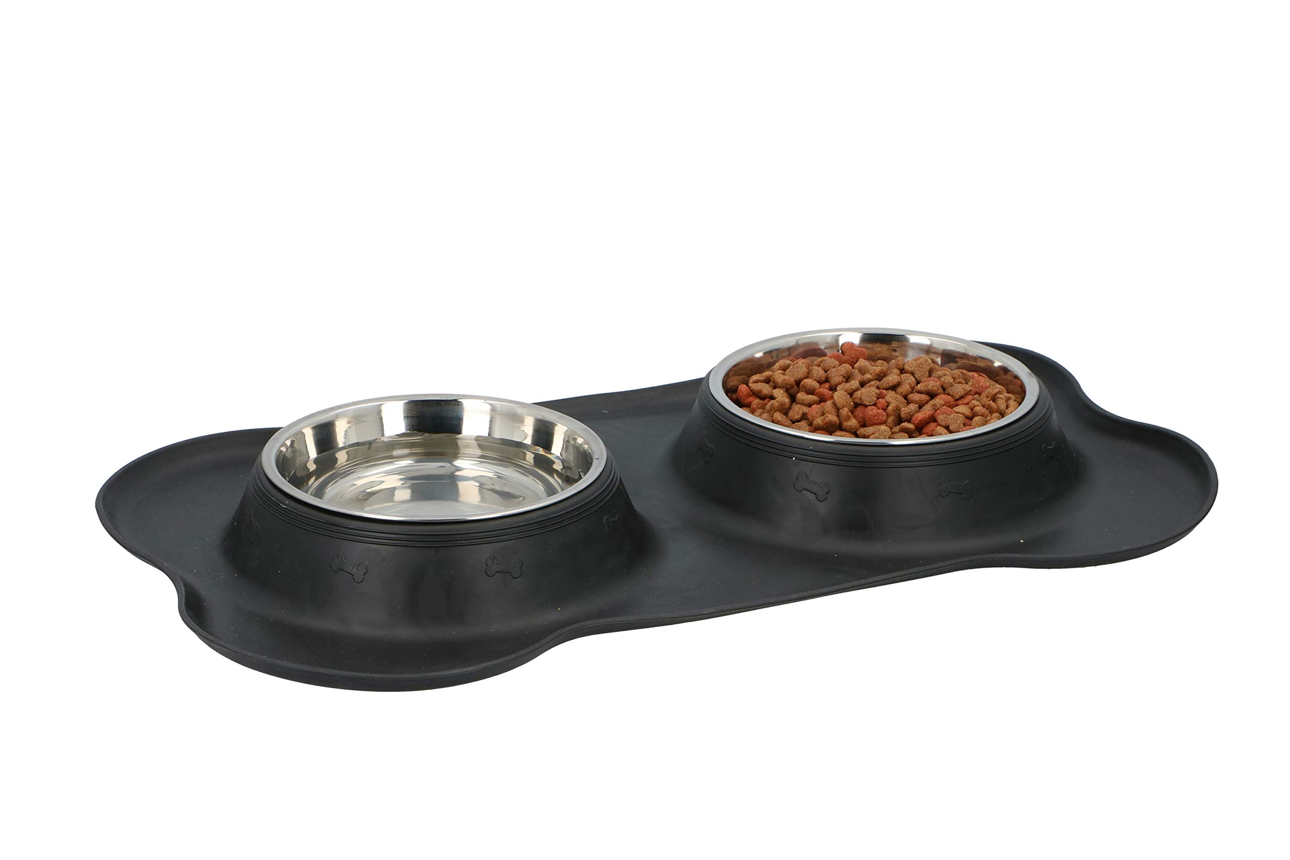 maxxpro Pet Feeding Bowls with Platform Large - 46 x 27 x 4 cm - Dog - Stainless Steel, black - Image 3