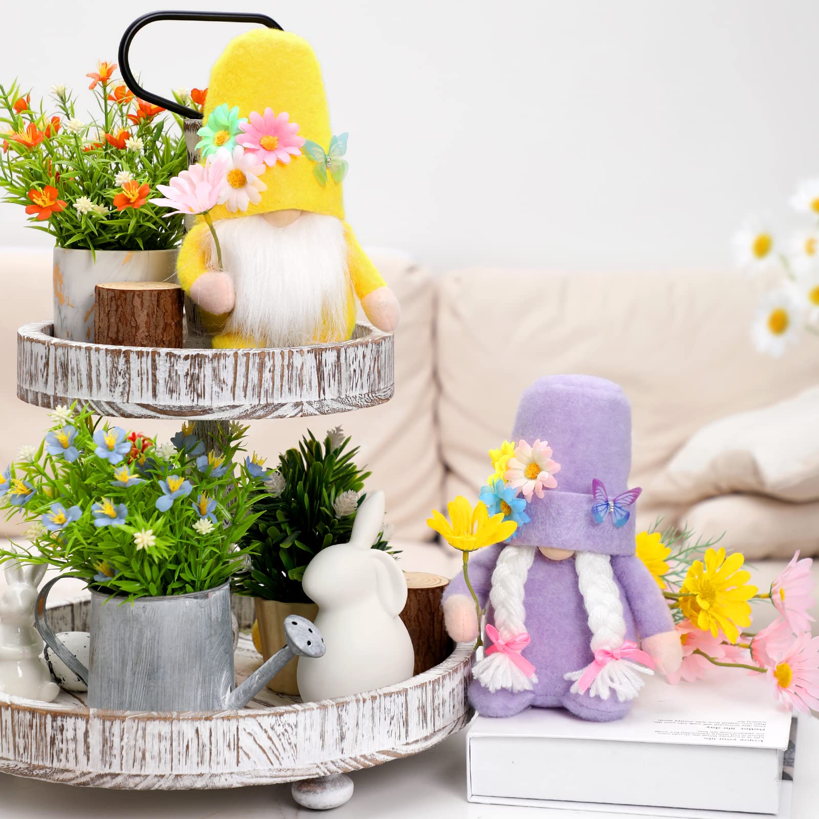 CiyvoLyeen 2PCS Spring Gnomes Pothead Easter Swedish Tomte Gnomes  Springtime Flower Linen Scandinavian Elf Yellow and Purple Stuffed Gnomes  for Tiered Tray Decor Rustic Farmhouse Spring Home Gifts : Amazon.ca: Home