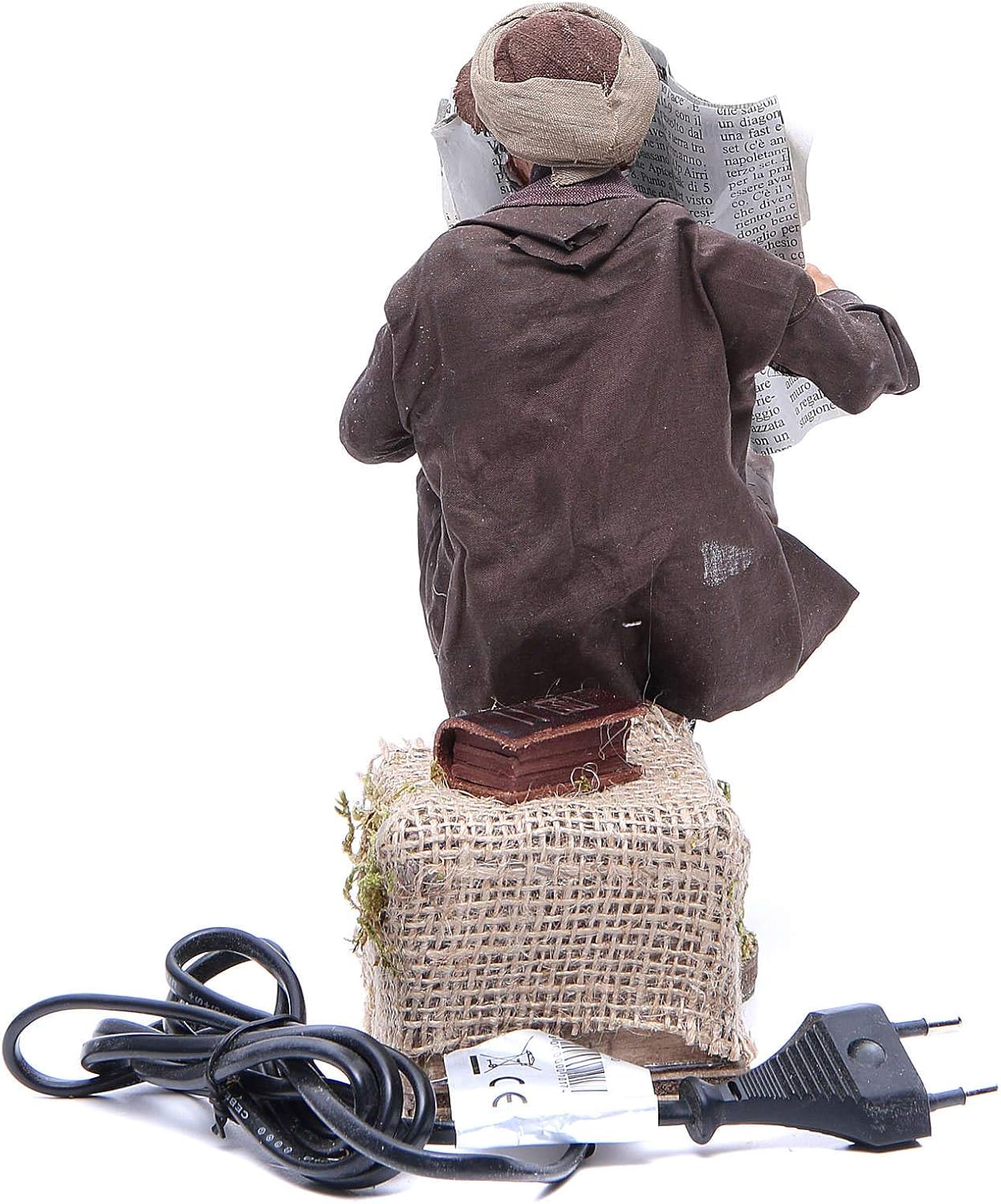 Holyart Man Reading Paper Figurine for Animated Neapolitan Nativity, 24cm
