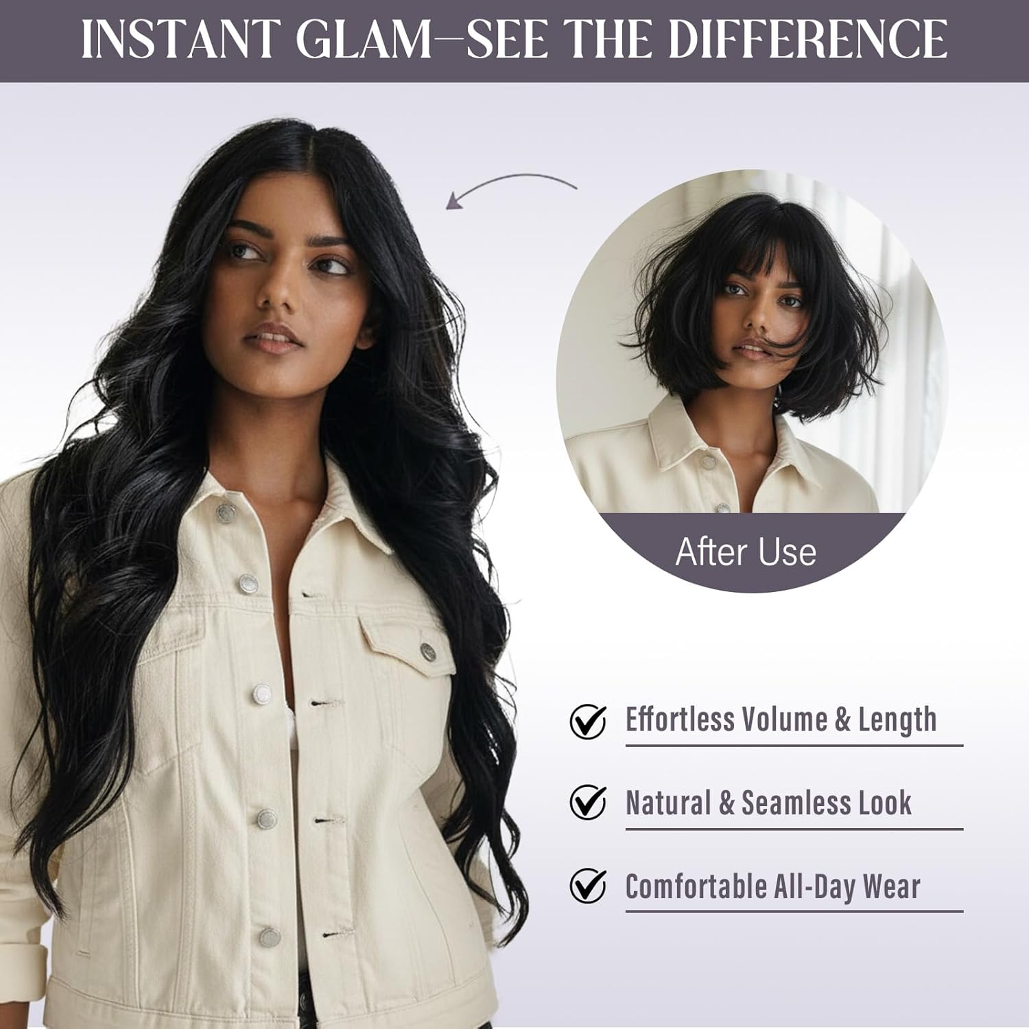 Nature Black 26 Inch Glueless Synthetic HD Lace Front Wig Nature Wave Pre Plucked 13×4×1 T Part Lace Wig for Women Ready to Wear Wig for Daily Life