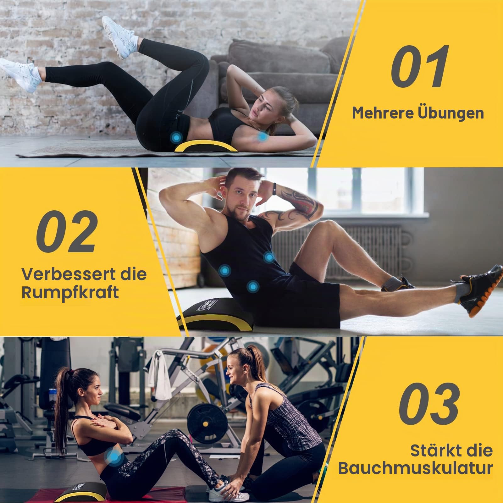 POWER GUIDANCE, Bauchmuskel-Matte，Ab Übung Matte Core Trainer，Sit-Up-Pad Bauch- und Rumpftrainer-Matte für volle Bewegungsfreiheit