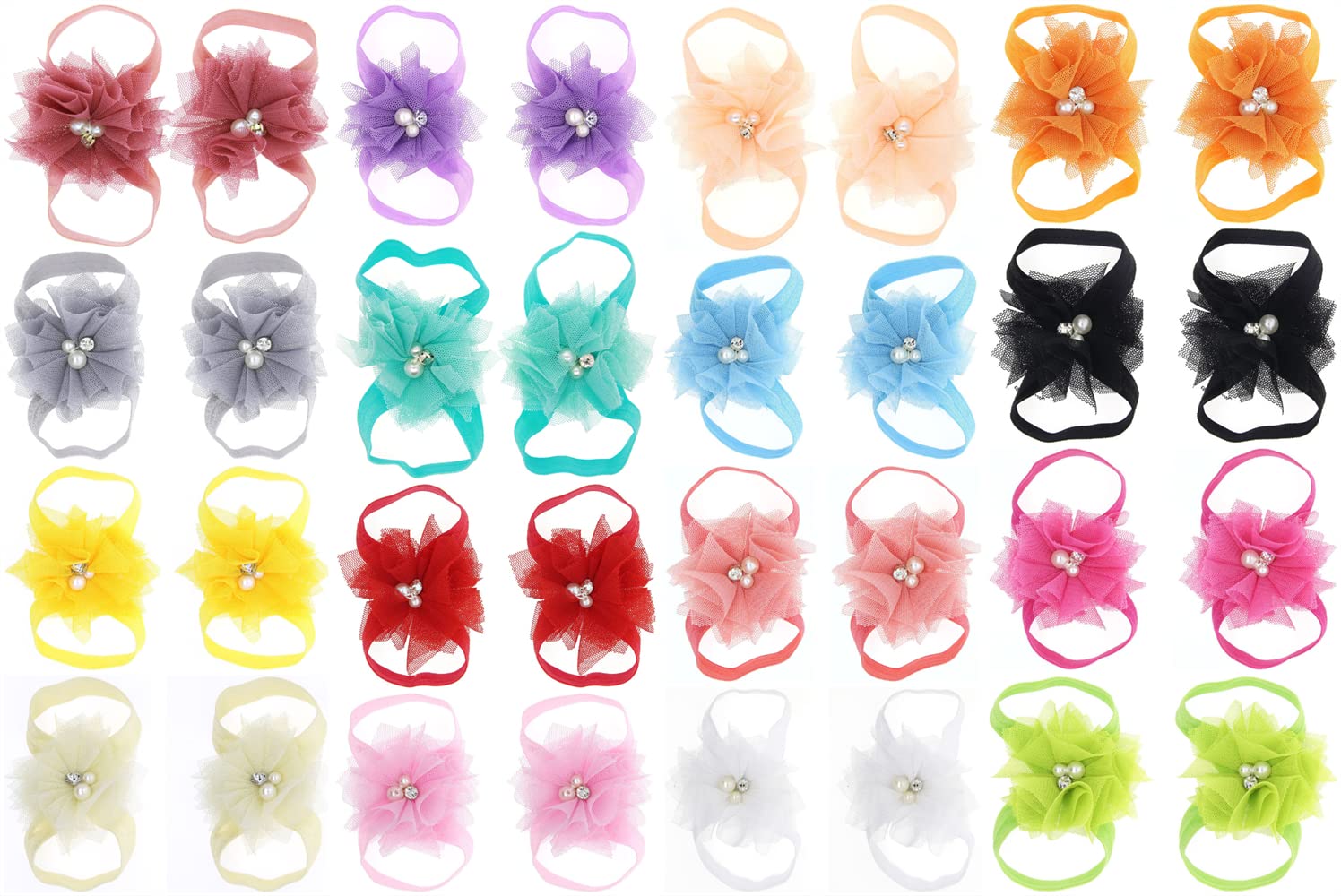 Toptim Baby Girl's Barefoot Sandals Flower for Newborn Toddlers (0-3T)