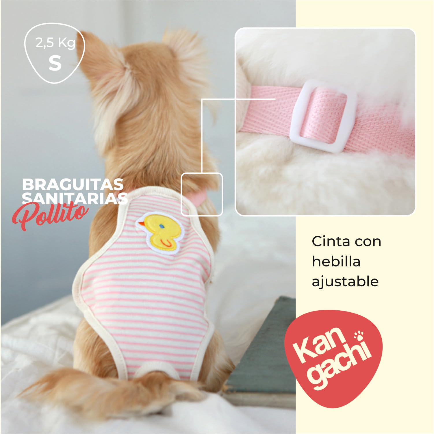 Its Dog & Kangachi - Pack 3 Bragas para Perros Hembra, Bragas Reutilizables y Lavables, Bragas Menstruales, Altamente Absorbentes, Pañales Made in Korea, Perros Pequeños y Medianos, Talla M