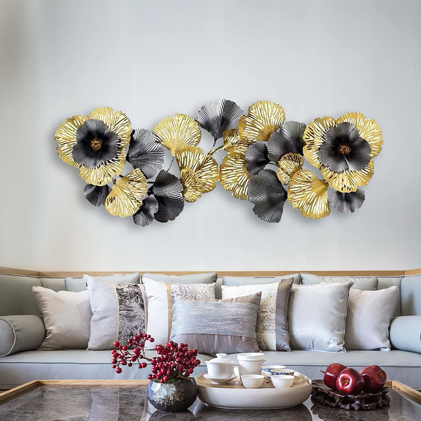 Decoración de pared de metal 3D, escultura moderna de lujo para estudio, sala de estar, dormitorio, hotel