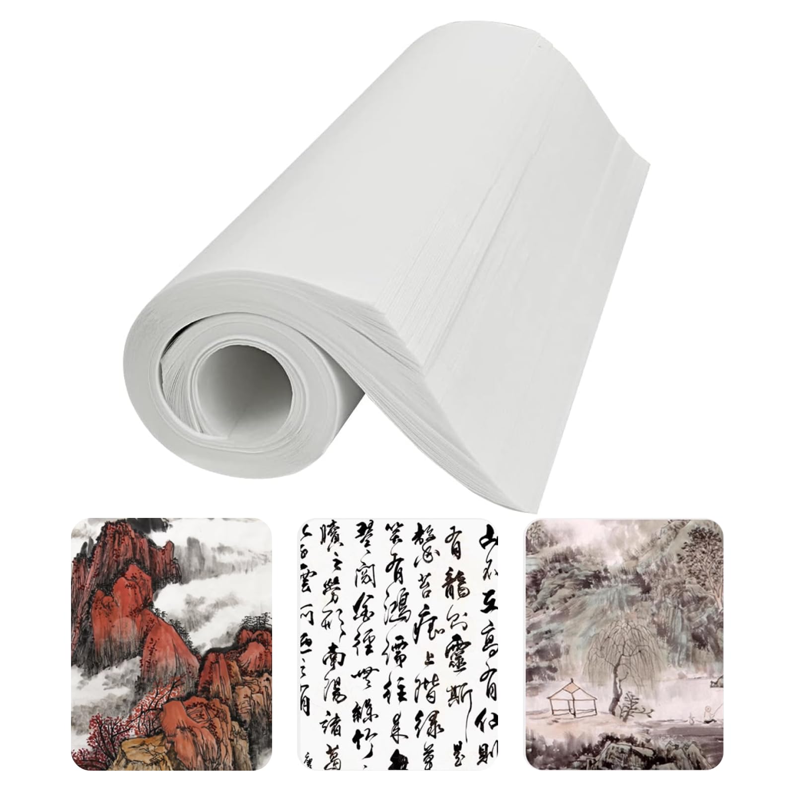 Hugwish 120pcs Xuan Paper Sheet for Chinese Painting and Calligraphy 35 X 25cm, Chinese Brush Painting Rice Paper Raw Rice Papers