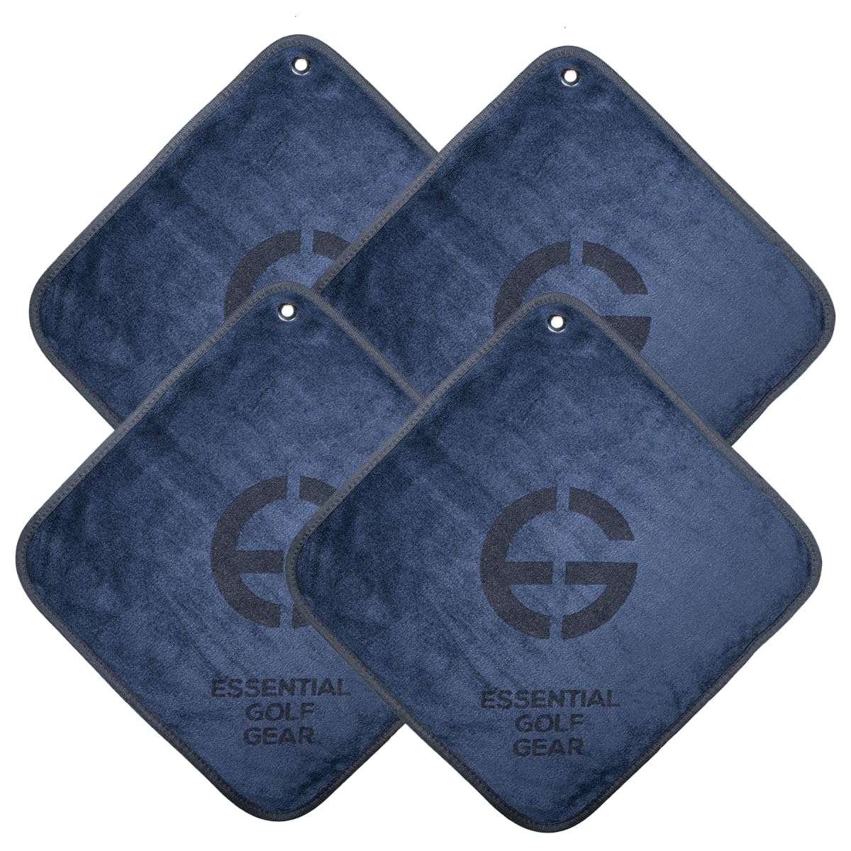 EGG PRO Essential Golf Gear Magnetic Golf Towel, 10.5-inch Square, Navy Blue with 26-inch Retractable String, Carabiner Clip and 3 Extra Microfiber Towels (Total 4 Towels)