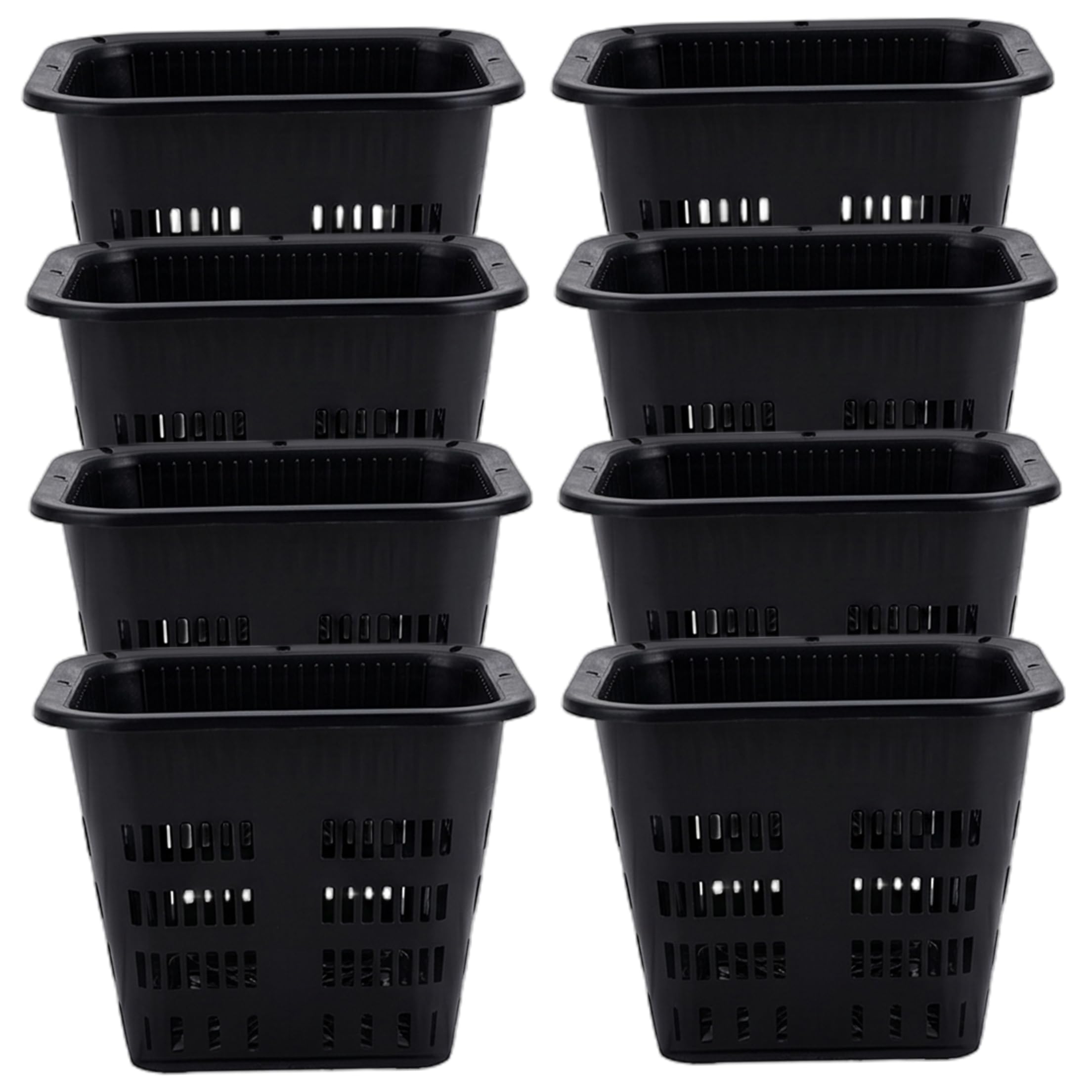 Vervevum 8 Pcs Net Pots, Breathable Hydroponic Baskets For Dendrobium & Cattleya, Black Square Orchid Pots 5.51x5.51x4.33 Inch, Net for Hydroponics