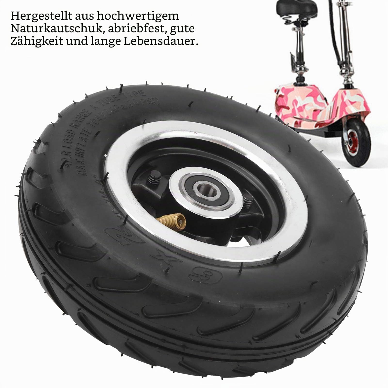 VBESTLIFE Roue Pneumatique 6 Pouces avec Chambre ¡§¡è Air, Pneu Gonflable 6x2 avec Moyeu en Alliage D'aluminium pour Scooter ¡§|lectriquescooter ¡§|lectrique,