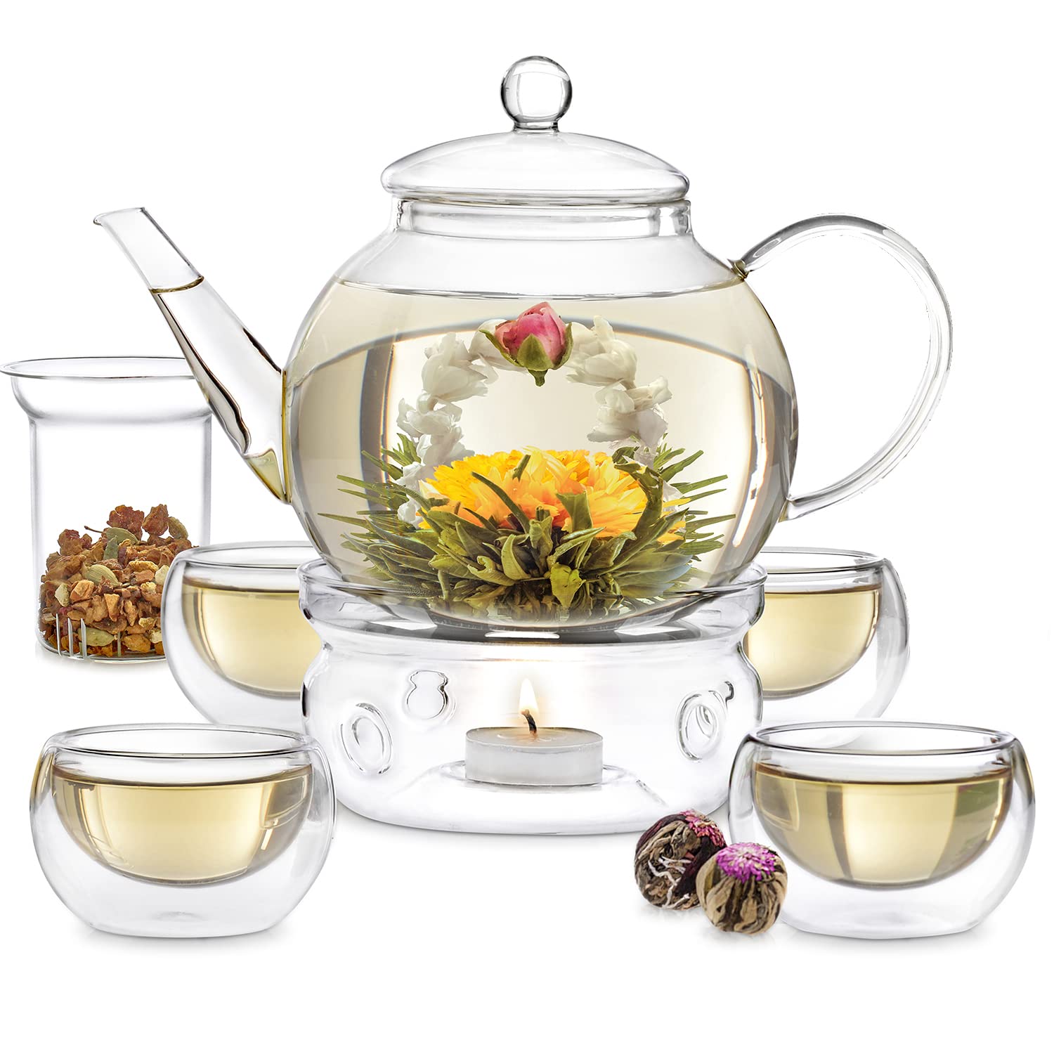 Teabloom Caisse à Thé Fleuri – Collection de 12 Thés en Fleurs Gourmets (36 Infusions) – Emballés dans une Élégante Boîte à Thé Cadeau Prête à Offrir