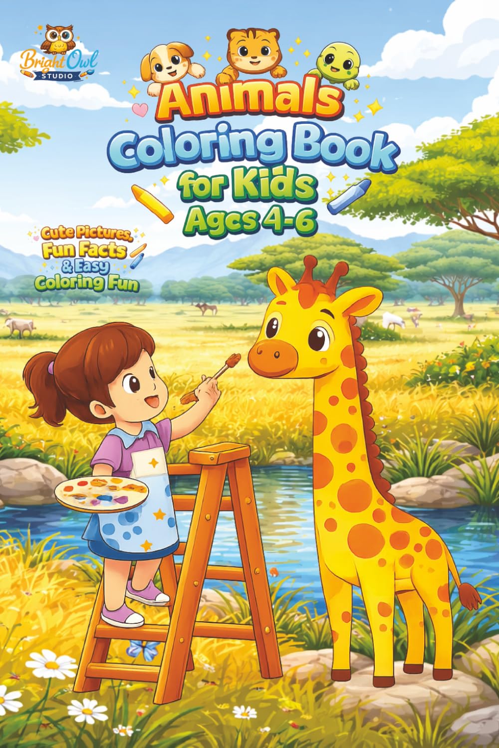 Animals Coloring Book for Kids Ages 4–6: Cute Pictures, Fun Facts & Easy Coloring Fun (Color & Smile: Fun Facts Coloring Series)