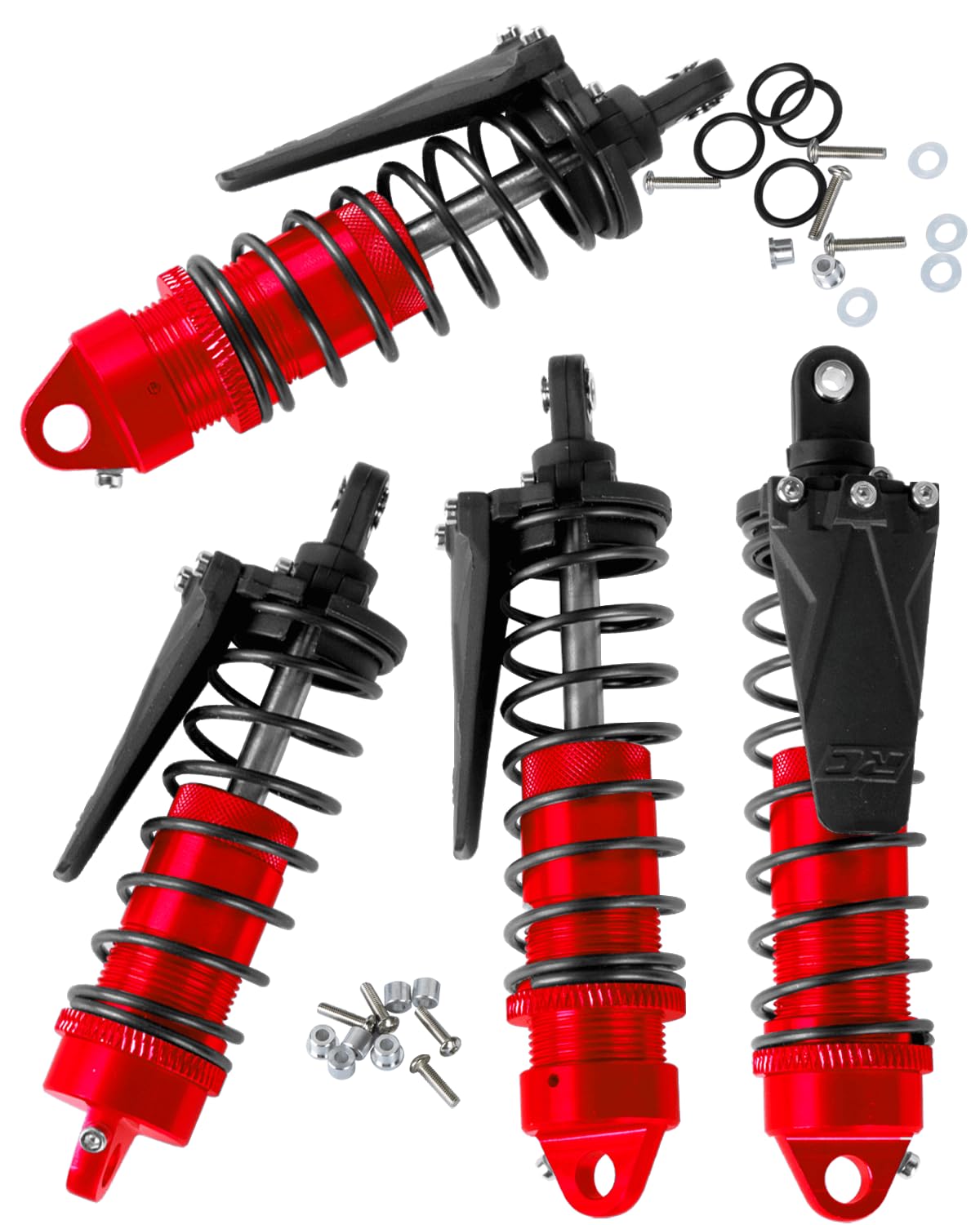 RCHuiWow RC Shocks Absorber Upgreades Part for 1/10 Slash 4WD,Stampede 4WD,Rustler 4WD,Alloy Aluminum Front Rear Shocks Hops Up,Red