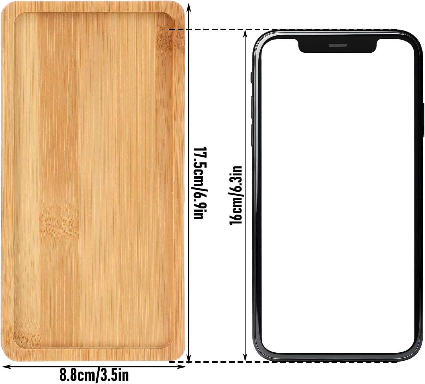 16 PCS Small Bamboo Tray, Bamboo Vanity Tray for Bathroom, Kitchen, Serving - Natural Rectangular Serving Trays for Perfume, Plants, Food - 6.9 x 3.5 x 0.4 Inches