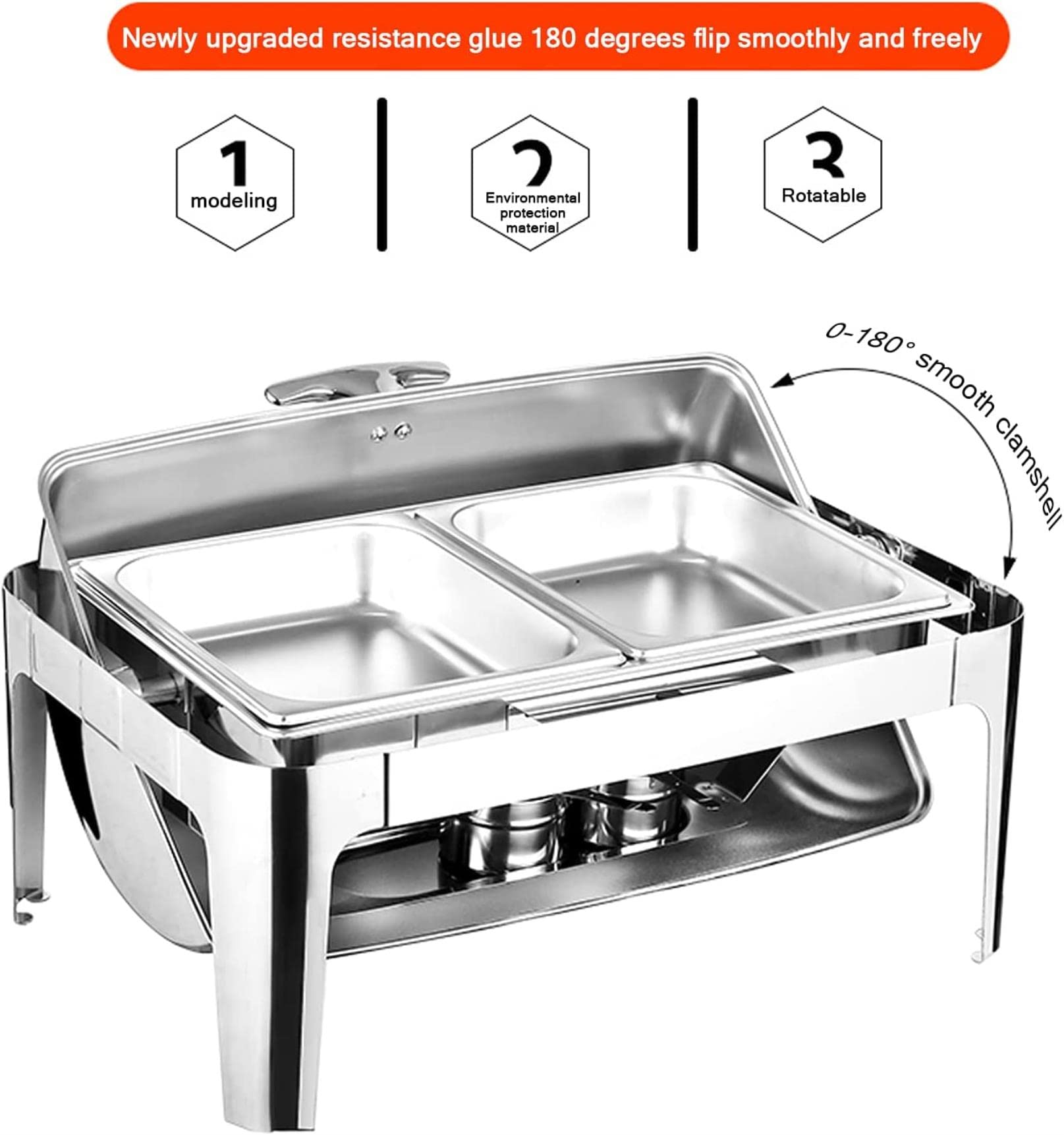 Chafing Dish, Calentador De Buffet Platos De Chorro De Acero Inoxidable Servidores Buffet Y Calentadores Calentadores De Alimentos Comerciales De 9l Catering Rectangular Chafer Warmer Set Para Buffe