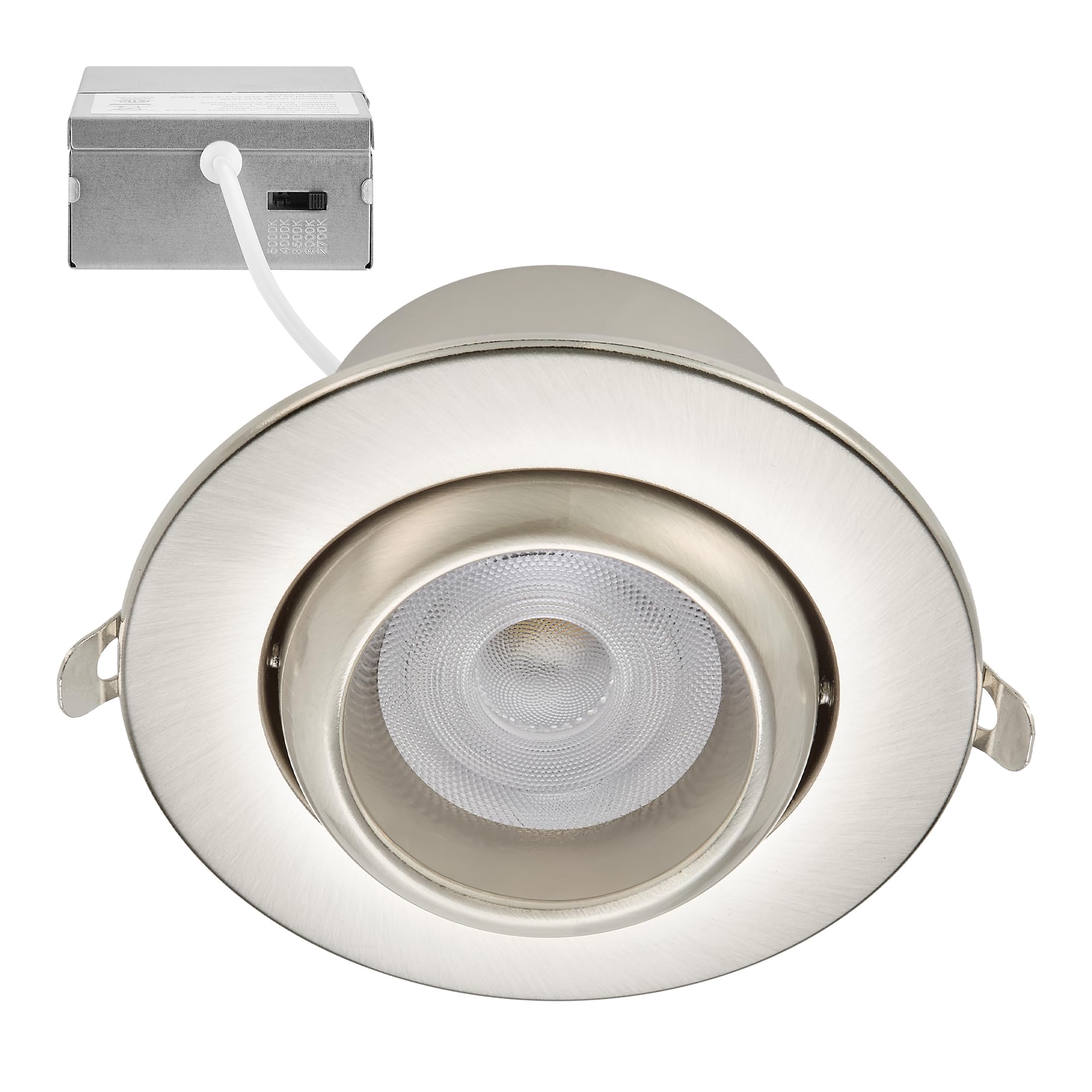 Maxxima 4 in. 5 CCT Adjustable Slim Recessed LED Gimbal Downlight, 900 Lumens, Color Selectable 2700K/3000K/3500K/4000K/5000K, 30° Tilt, Dimmable