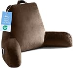 OAISZ 19" Reading Pillow for Sitting in Bed Adult, Back Pillow for Sitting Up with Extend Arms, Pockets, Bed Pillow with Washable Cover, Reading Pillow with Shredded Memory Foam, Red