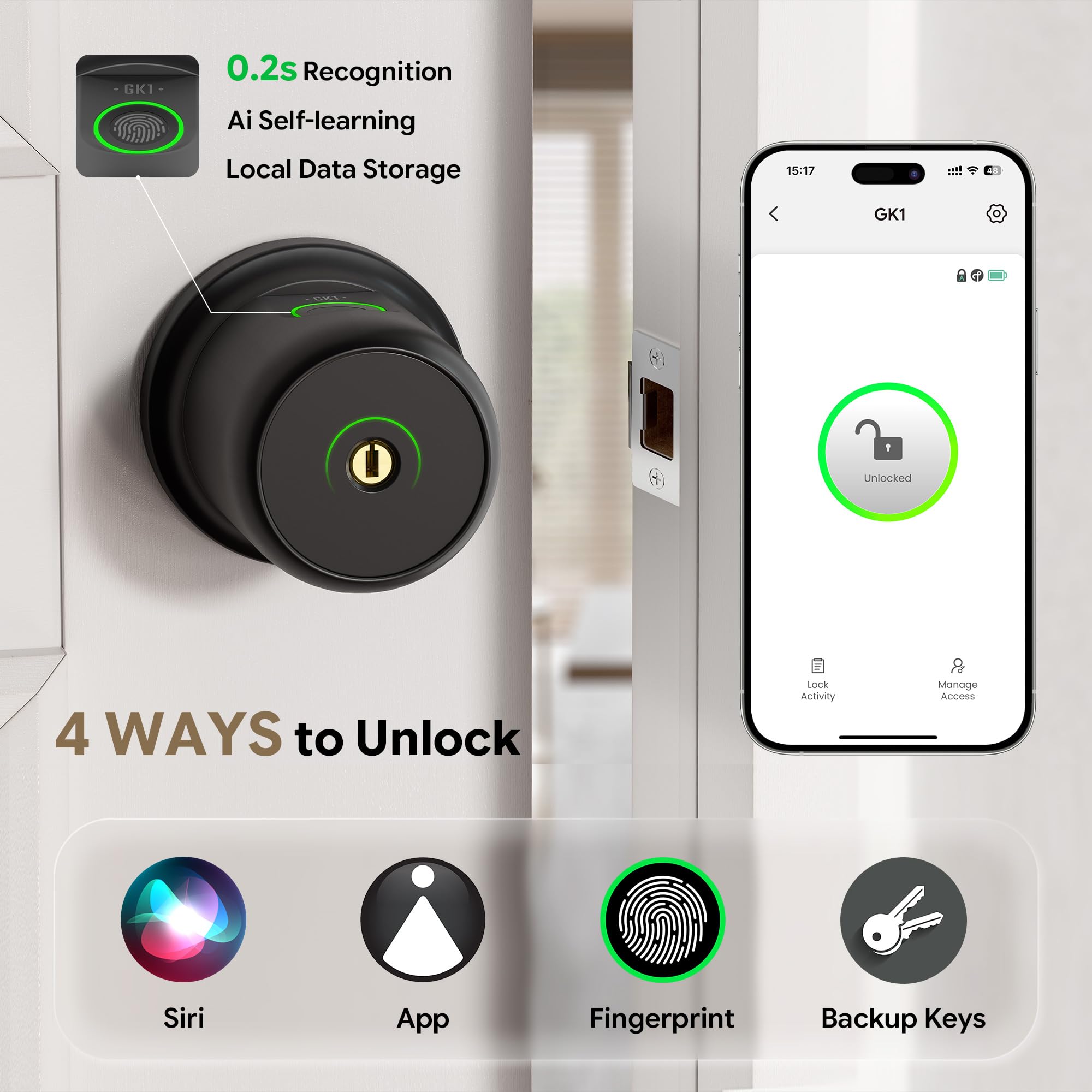 ThorBolt Smart Fingerprint Door Knob - HomeKit -2