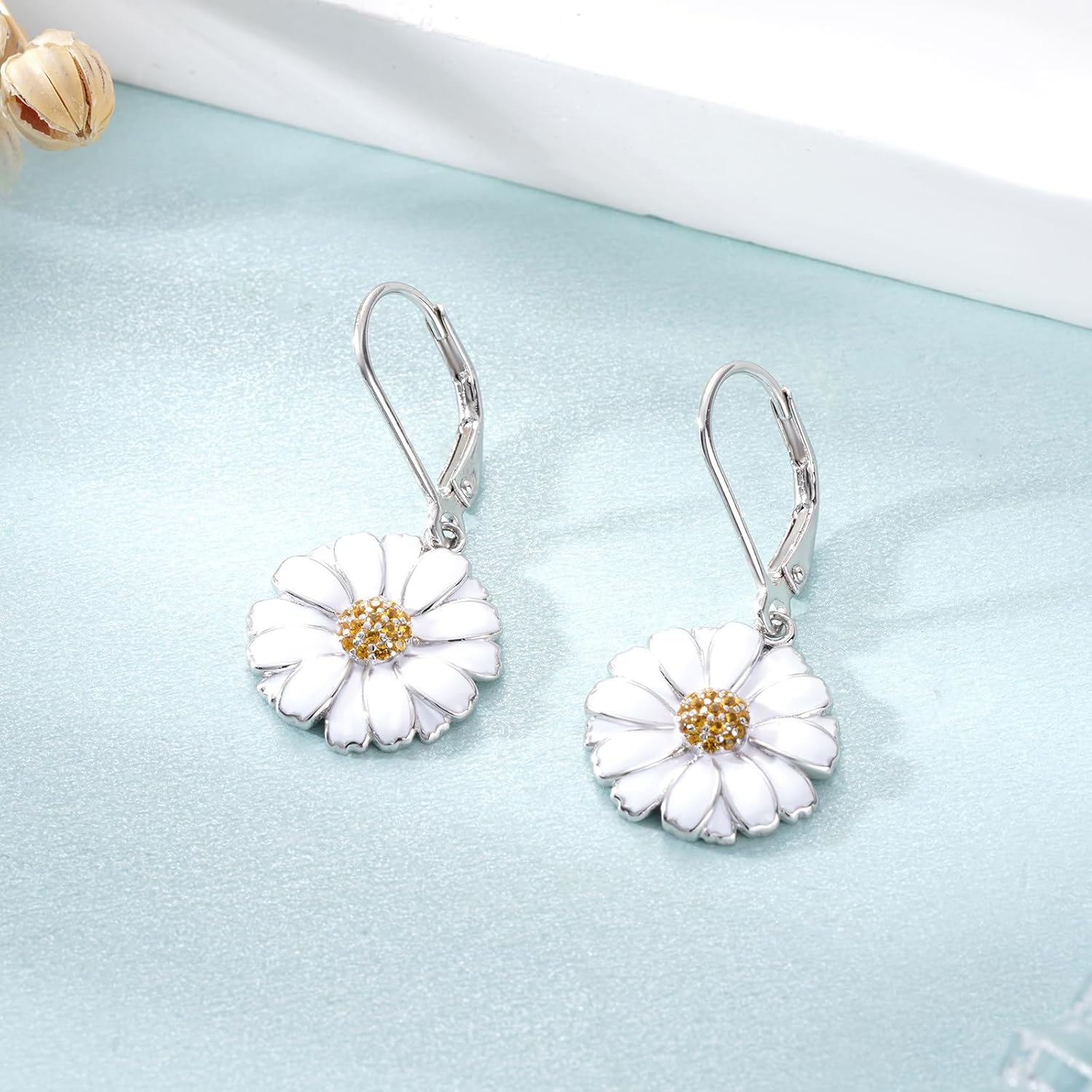 Daisy Earrings for Women 925 Sterling Silver Flower Earrings FLower Jewelry Daisy Decor Jewelry Gifts for Women - Image 2