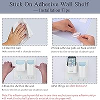 Vista 3 de Organizador de mesita de noche, adhesivo adhesivo montado en la pared, soporte flotante para teléfono, auriculares, control remoto, bueno