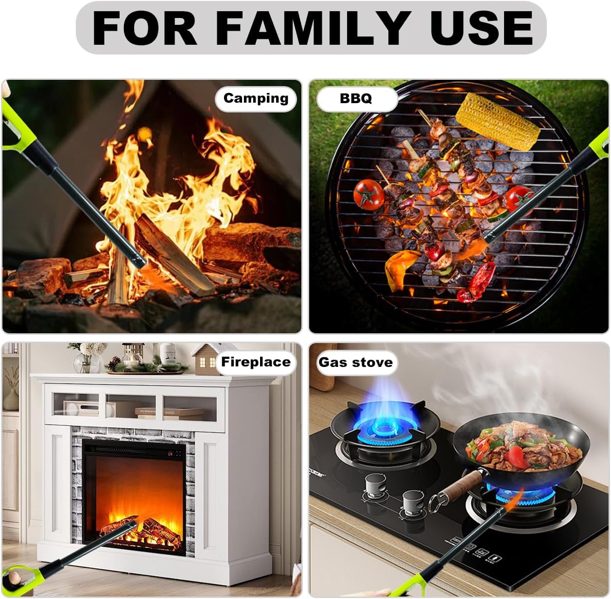 4 Pack Butane Candle Lighters Refillable Long Lighters for Candle Grill BBQ