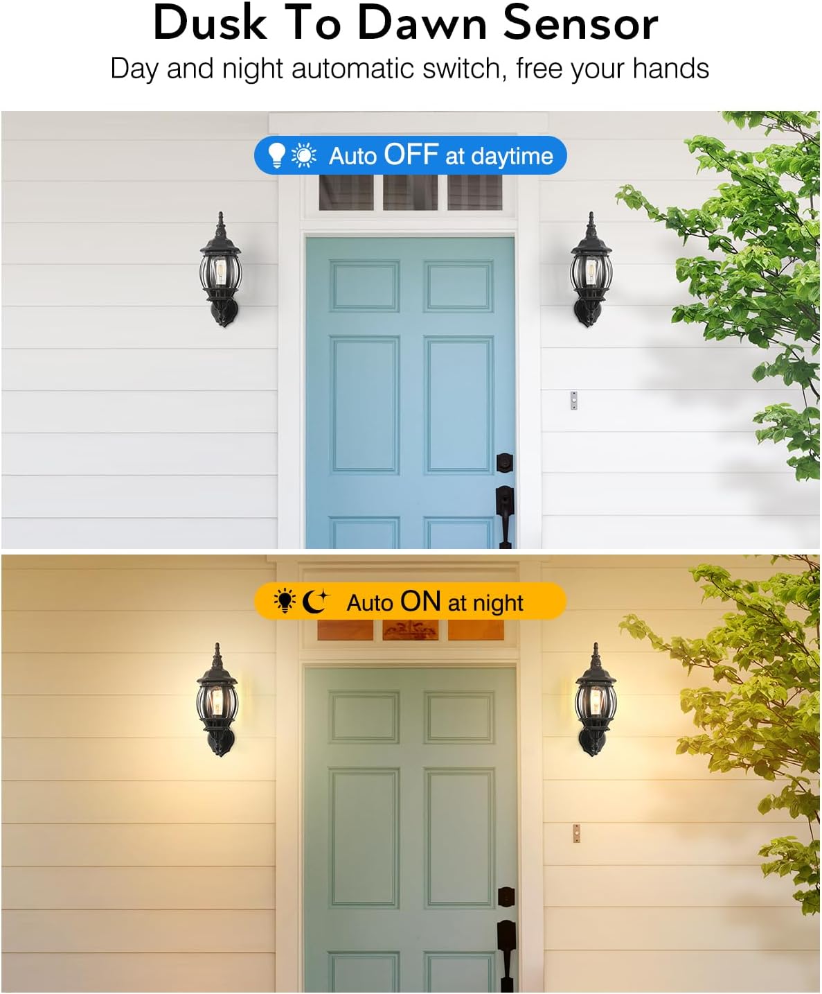 vianis outdoor garage lights wall mount, dusk to dawn led outdoor lighting wall lanterns for porch, black exterior light fixture, waterproof outdoor sconce lights, outside light for house 2 packs black up 2pk