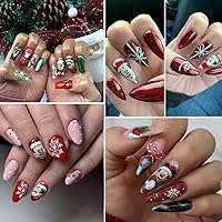 Vista 4 de 4 bonitas calcomanías de uñas de dibujos animados autoadhesivos 3D, suministros de decoración de uñas de Navidad, calcomanías de uñas Kawaii