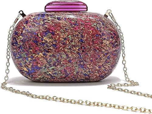 Miniatura 8 de Bolsos de mano de acrílico para mujer, formales, bolsas de noche con cadena dorada para fiesta y aniversario