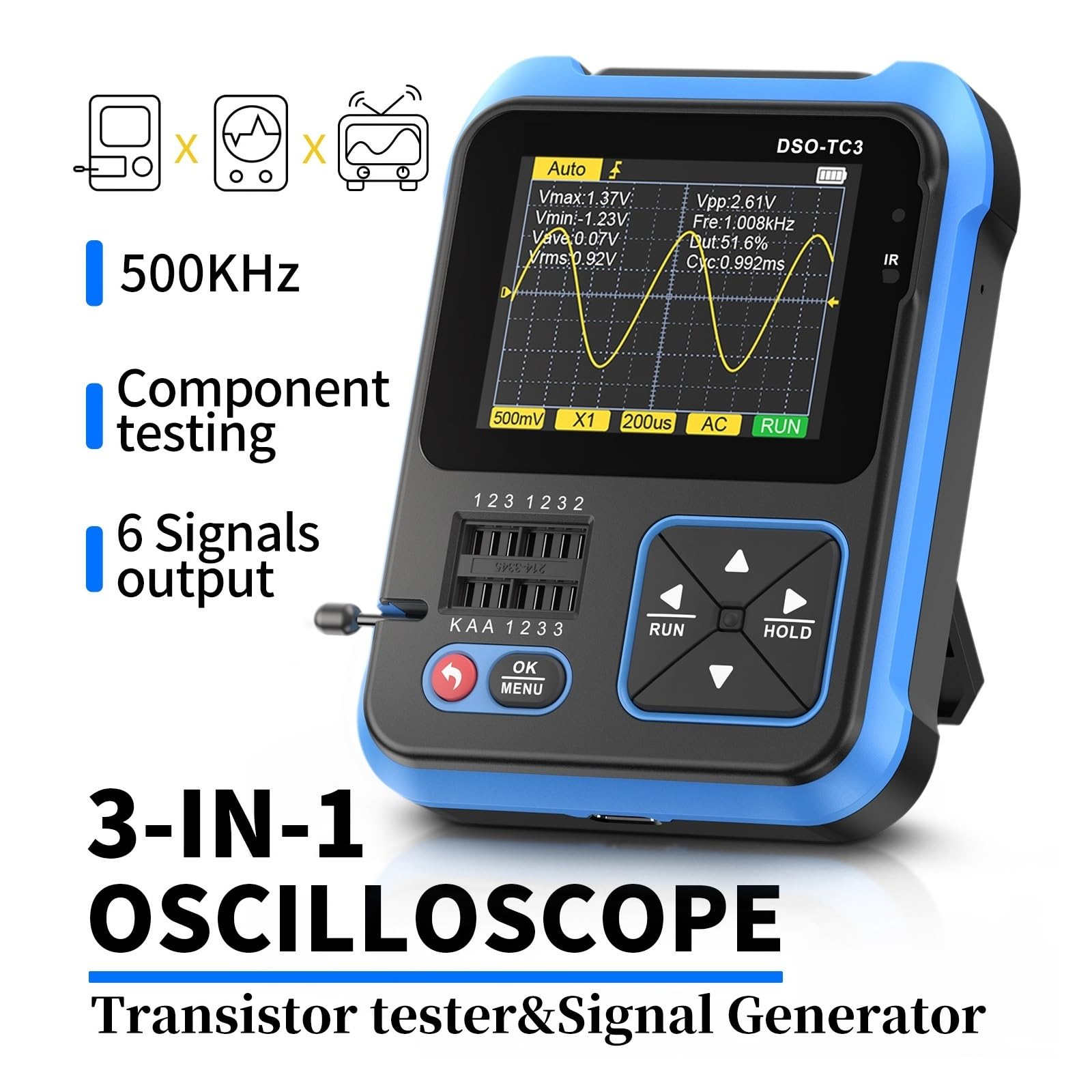 Oscyloskop cyfrowy Tester próbnik elektroniczny 10 częstotliwość próbkowania 500 przepustowość dioda wspierająca LCR Detect Generator sygnału Szybko I DokłAdnie(Type 2)