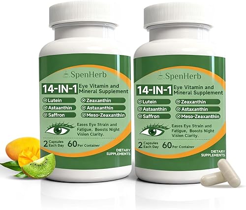 Miniatura 8 de Suplemento de vitaminas y minerales para los ojos 14 en 1, fórmula avanzada para los ojos, apoyo visual con luteína y zeaxantina, vitamina C E, zinc