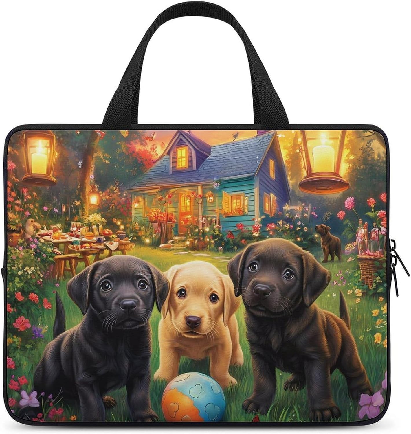 Puppies Dog Play TIme Laptop Bag Lightweight Computer Bag Carrying Case for Work Business