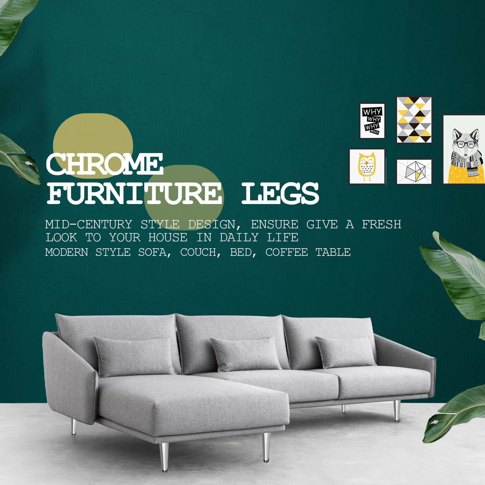 Gambe Per Mobili Mid-Century - 4 Pezzi, Ferro Nero, Altezza 10 Cm, Per Divano E Tavolini - Foto 7