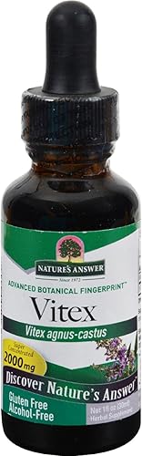 Nature's Answer Vitex Berry sin alcohol, 1 onza (paquete de 2) Apoya el equilibrio hormonal femenino Apoyo mensural Apoyo para la menopausia