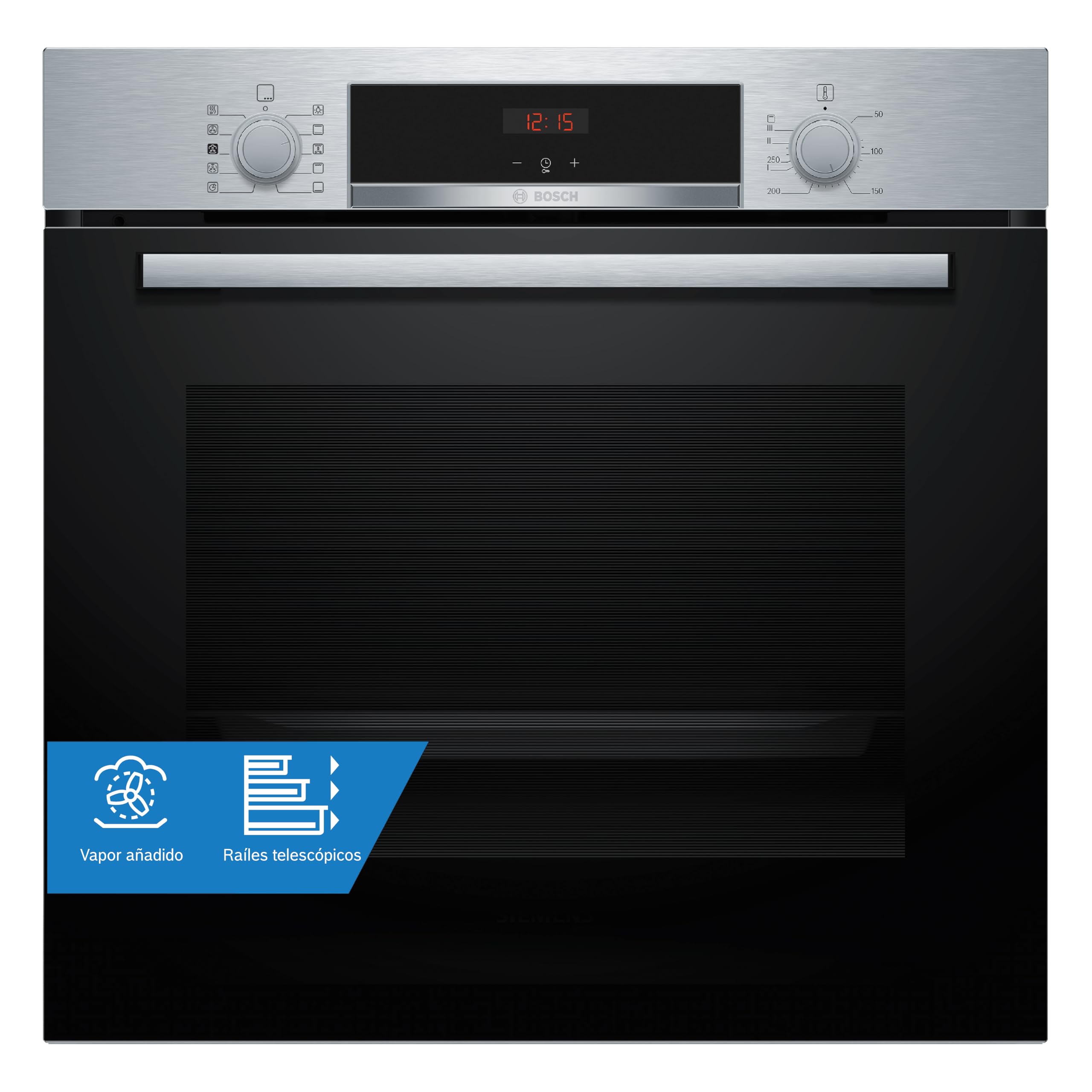 Bosch Multifunction Oven with Added Steam, Series 4, Steel, HQA514ES3 | Get juicy roasts on the inside and crispy on the outside with a hint of steam.