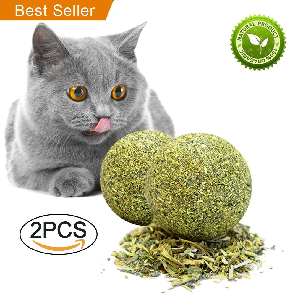 Matatabi Catnip Toys, 2 PCS Catnip Cat Ball Toys 100% Natural Cat Treats for Cat Teeth Cleaning Catnip Silvervine Cat Entertainment Toys for Healthy Teeth Oral Care and Helps With Bad Breath