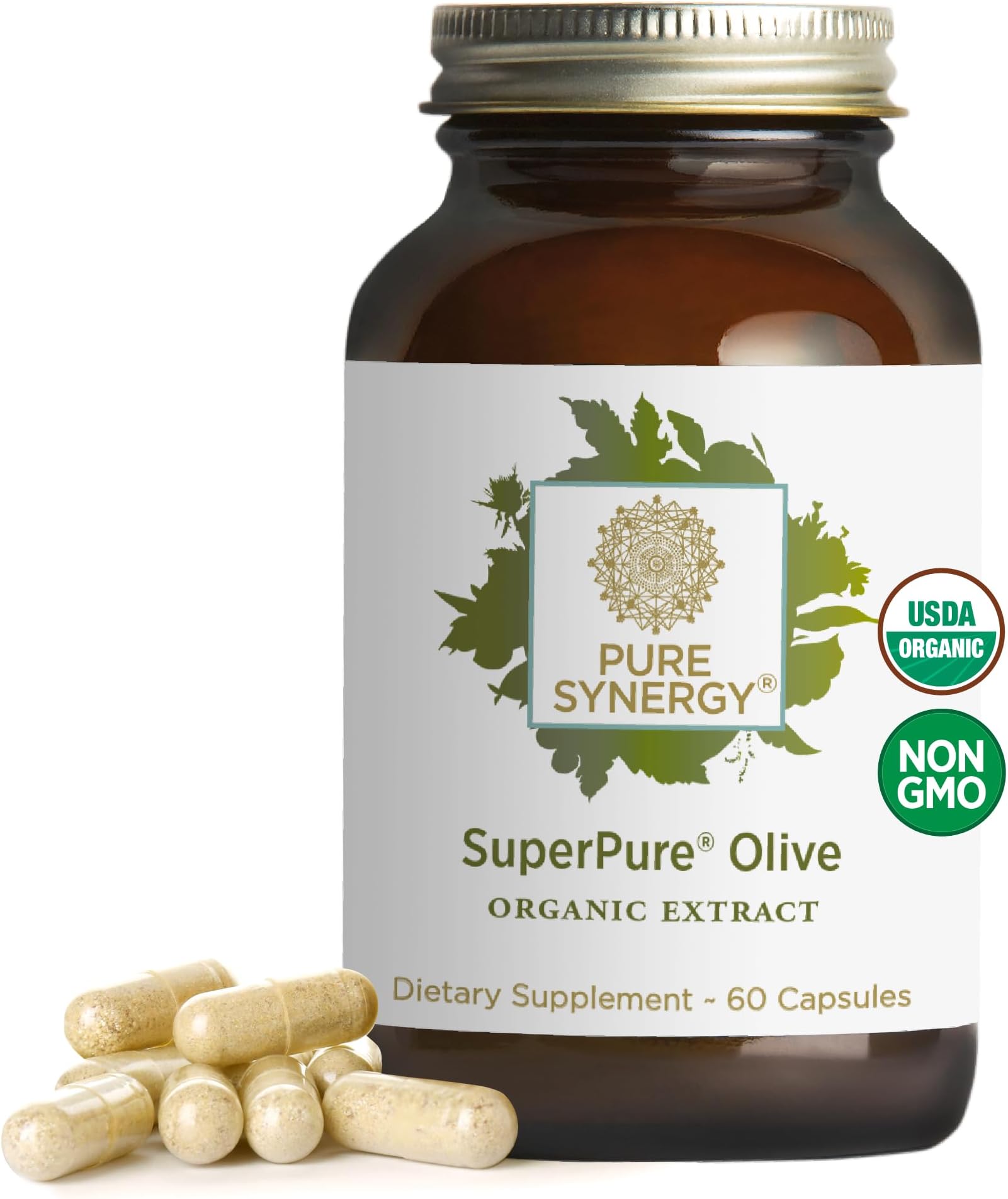 SuperPure Olive Leaf Extract Supplement with Polyphenols | for Heart, Brain, and Immune Health (60 Capsules)