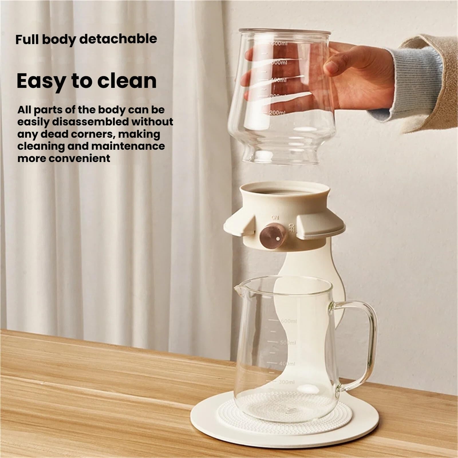 Tetera Té De Flores Tetera De Cristal Estilo Chino, Nueva Individual For Casa Té Resistente Al Calor(Black,380ML)