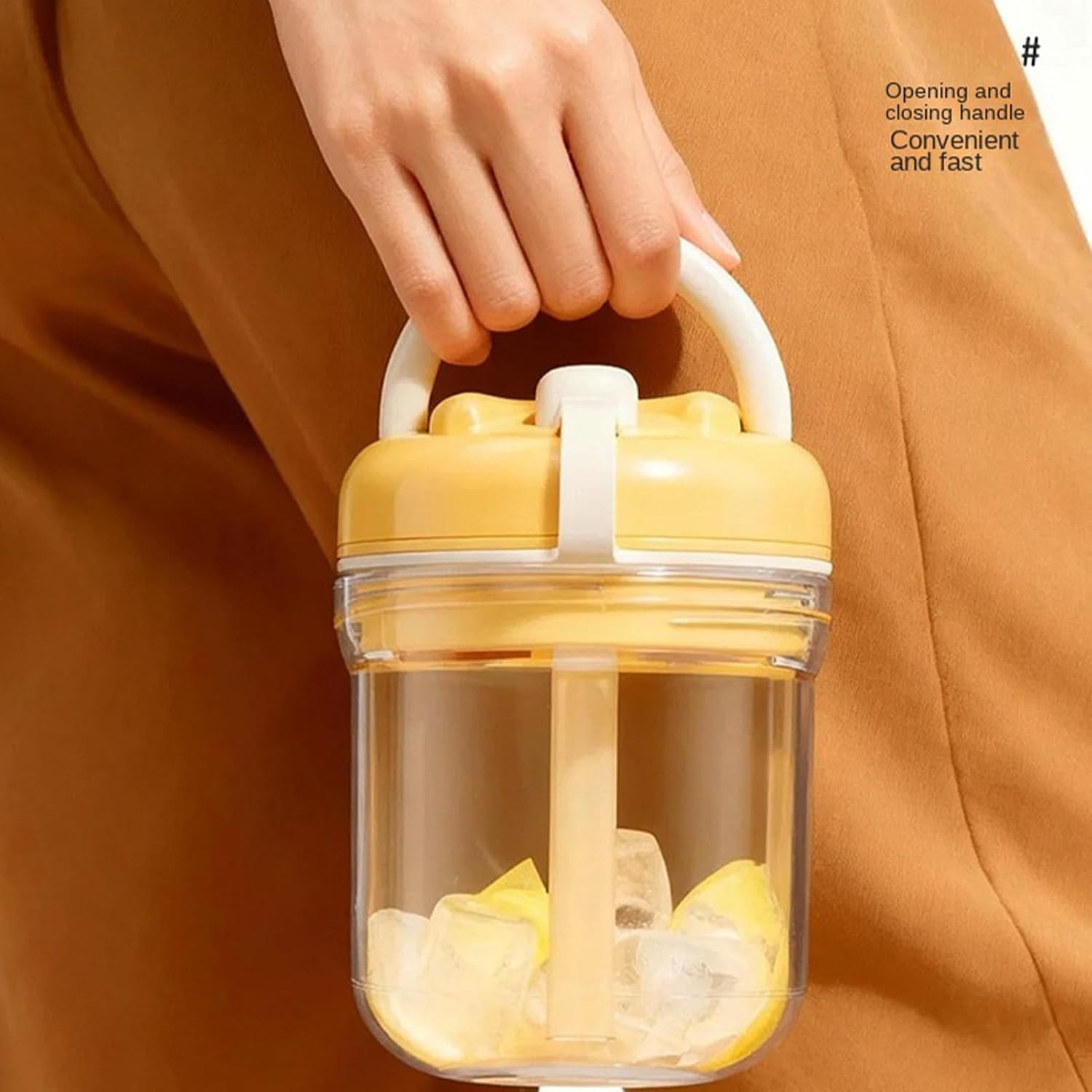 Ice Bottle with Ice Bucket - 2 in 1 Ice Mold for Bottles with Straw, Airtight and Quick Open,380ml Ice Cup - for Sports, Gym, Men, Kids, Travel, Adults, Bar