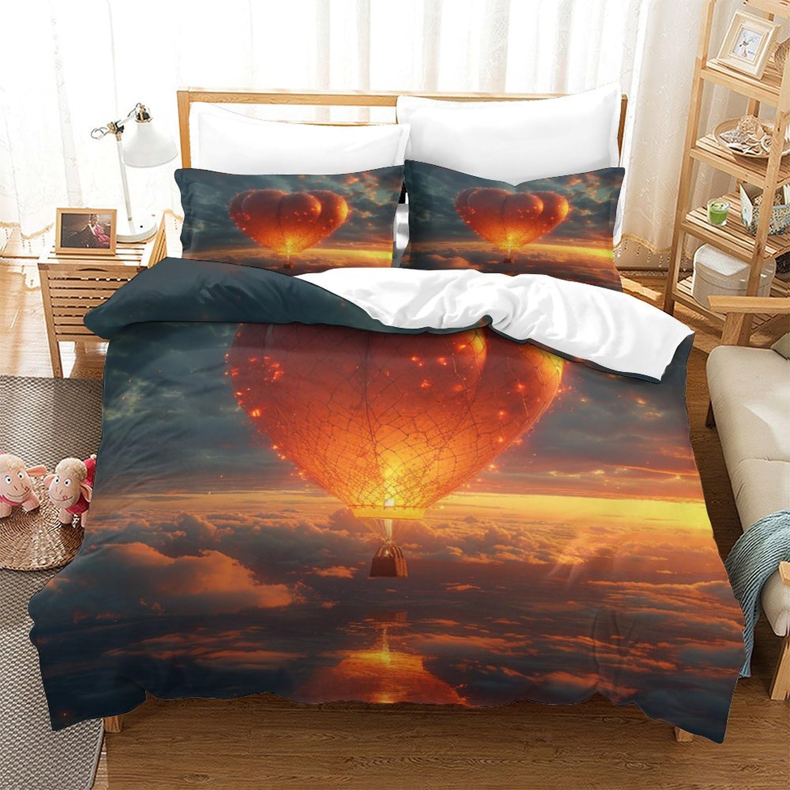 Housse de couette 3D nuages pour une chambre adulte évasion