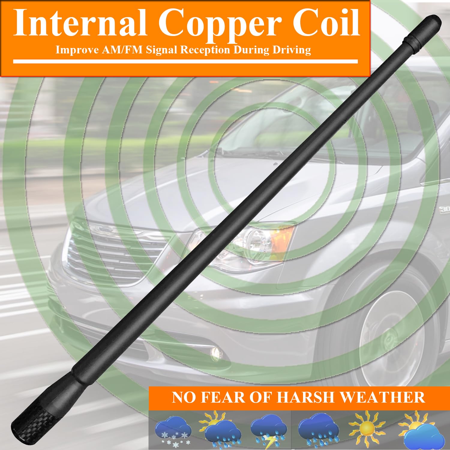 31-Inch Black Antenna Mast For 2006-2025 GMC Sierra - AM/FM Power Radio Replacement 9 thumbnail image