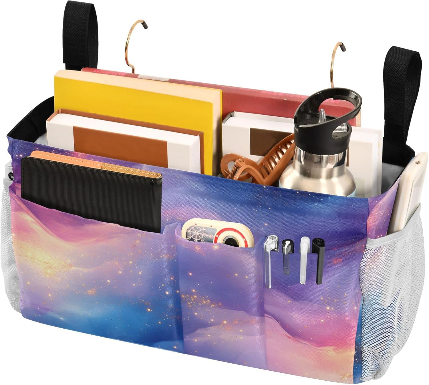 KLL Bedside Table Caddy Bed Storage Bag With Pockets Hanging Organizer for Headboards Bunk Beds Dorm Rooms Organizer Caddy Pink Royal Blue Rainbow