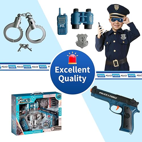 Miniatura 7 de SeptCity Juguetes de policía, divertido disfraz de policía para niños, juego de accesorios de policía novedoso con pistola de juguete,