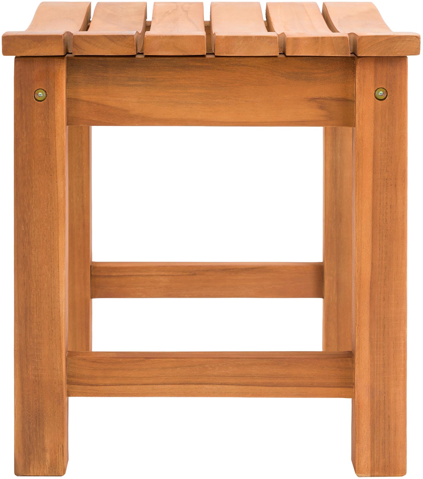 CLP Taburete de Teca para Exteriores Resistente a la Intemperie Bibury, Taburete y reposapiés en uno, Duradero para jardín, Color:Teca