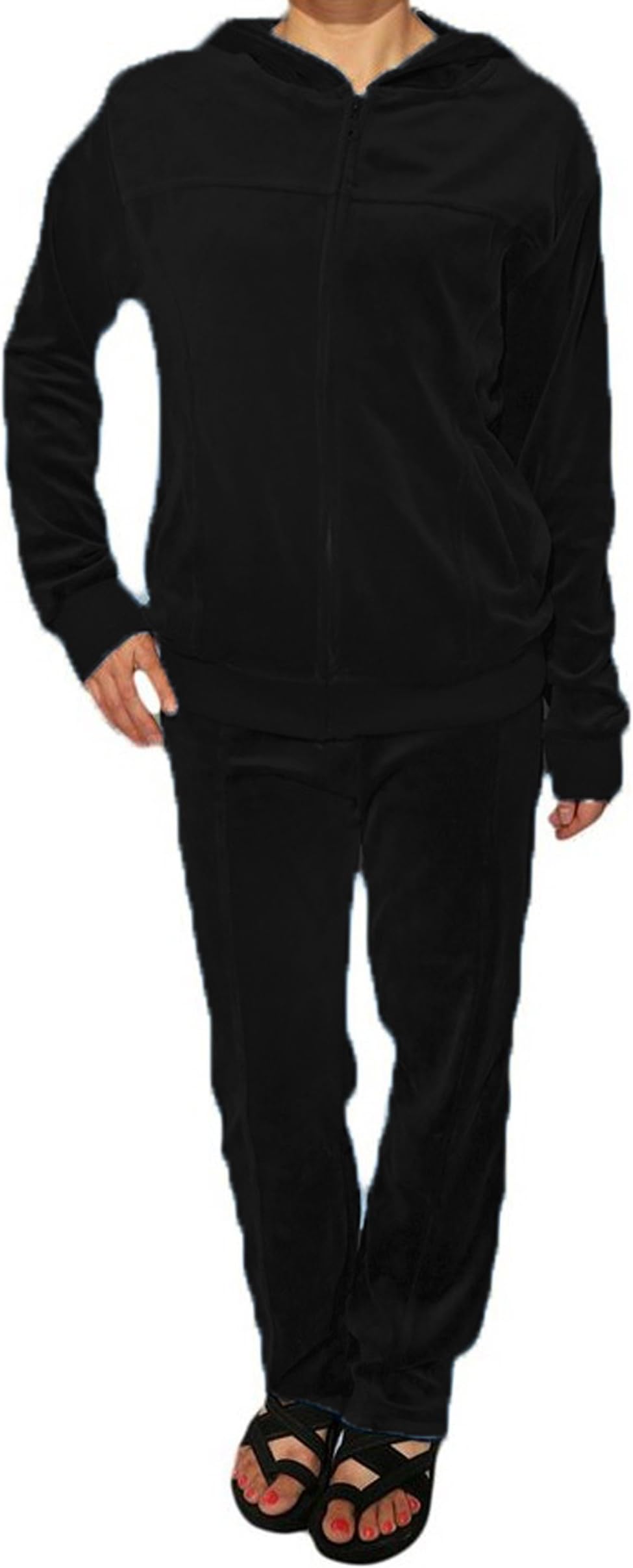 Chebella Womens Velour Suit Set,Large,Black