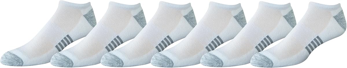 Amazon Essentials Men's Cotton Performance Cushioned No Show Socks for Men, Breathable Athletic