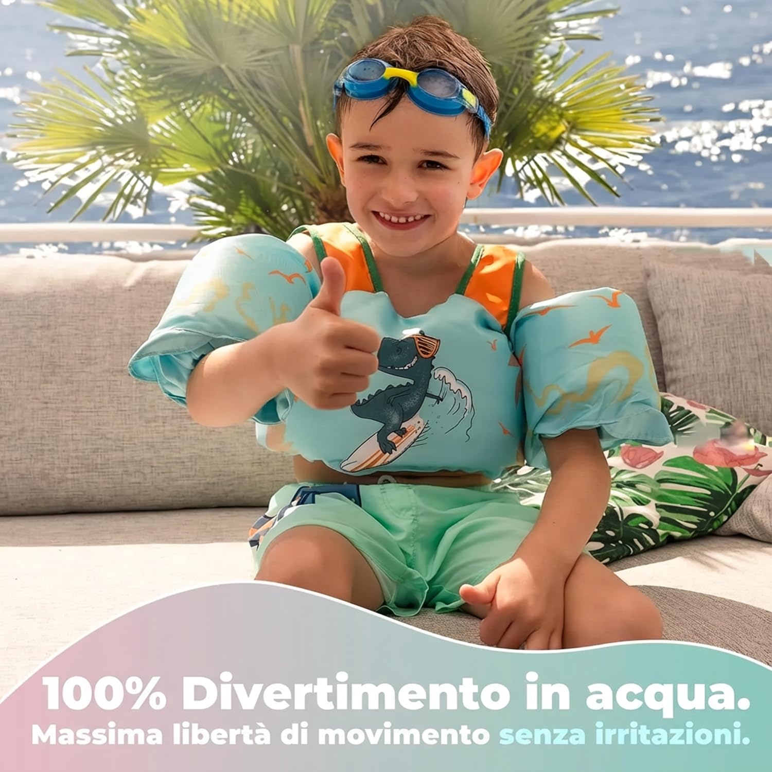 KIDVERSE gilet galleggiante per bambino 3–6 anni – Qualità testata – giubbotto galleggiante bambino con braccioli integrati – Ausilio al nuoto per maschi e femmine fino a 30 kg – Allenamento al nuoto