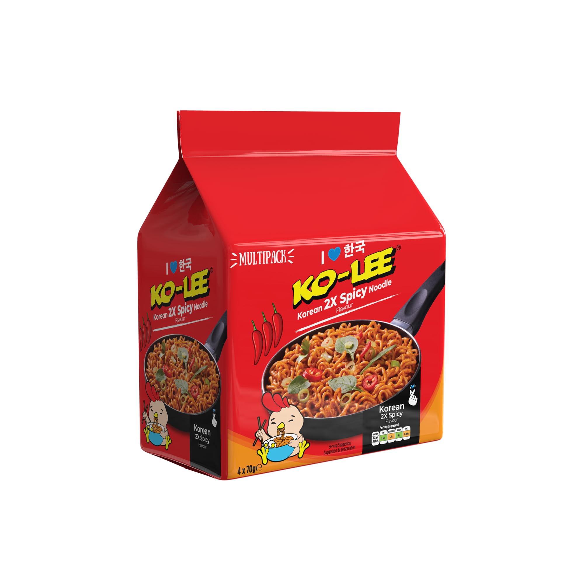 KO-LEE Instant 2X Spicy Korean Noodles – Halal, Extra Hot | 70g (Pack of 24)