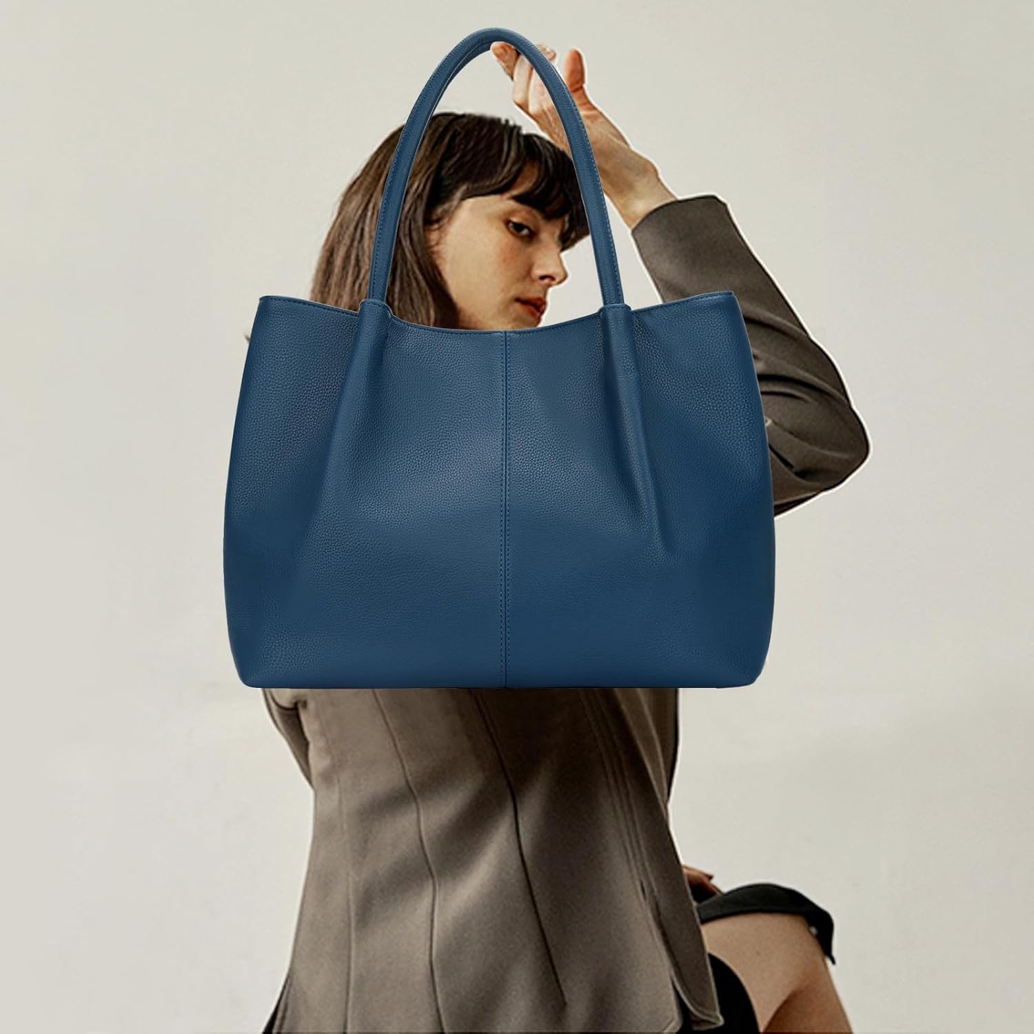 KKXIU Tote Bag for Women Vegan Leather Shoulder Purse Large Capacity Travel Bag - Image 3