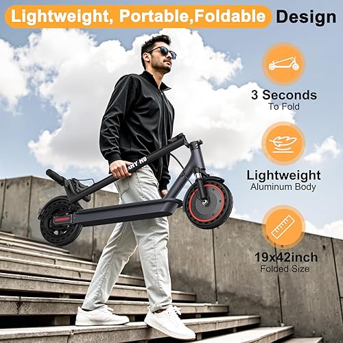 Vista 58 de Electric Scooter, 10"/8.5" Solid Tire, 500W/350W Powerful Motor & 19/22 MPH Top Speed, 28/25/22/16 Miles Long Range, Folding E Scooter with Dual